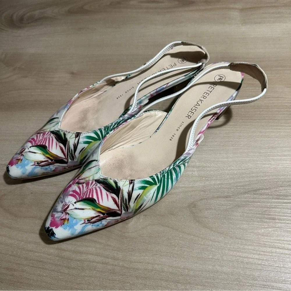 Peter Kaiser Slingback Flats Multicolor 6‎ Women Floral Pointed Toe Tropical